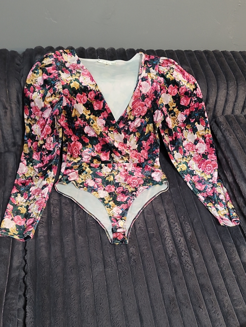 Floral Long-Sleeve One-Piece Bodysuit- Pink Multi VELVET Soft
